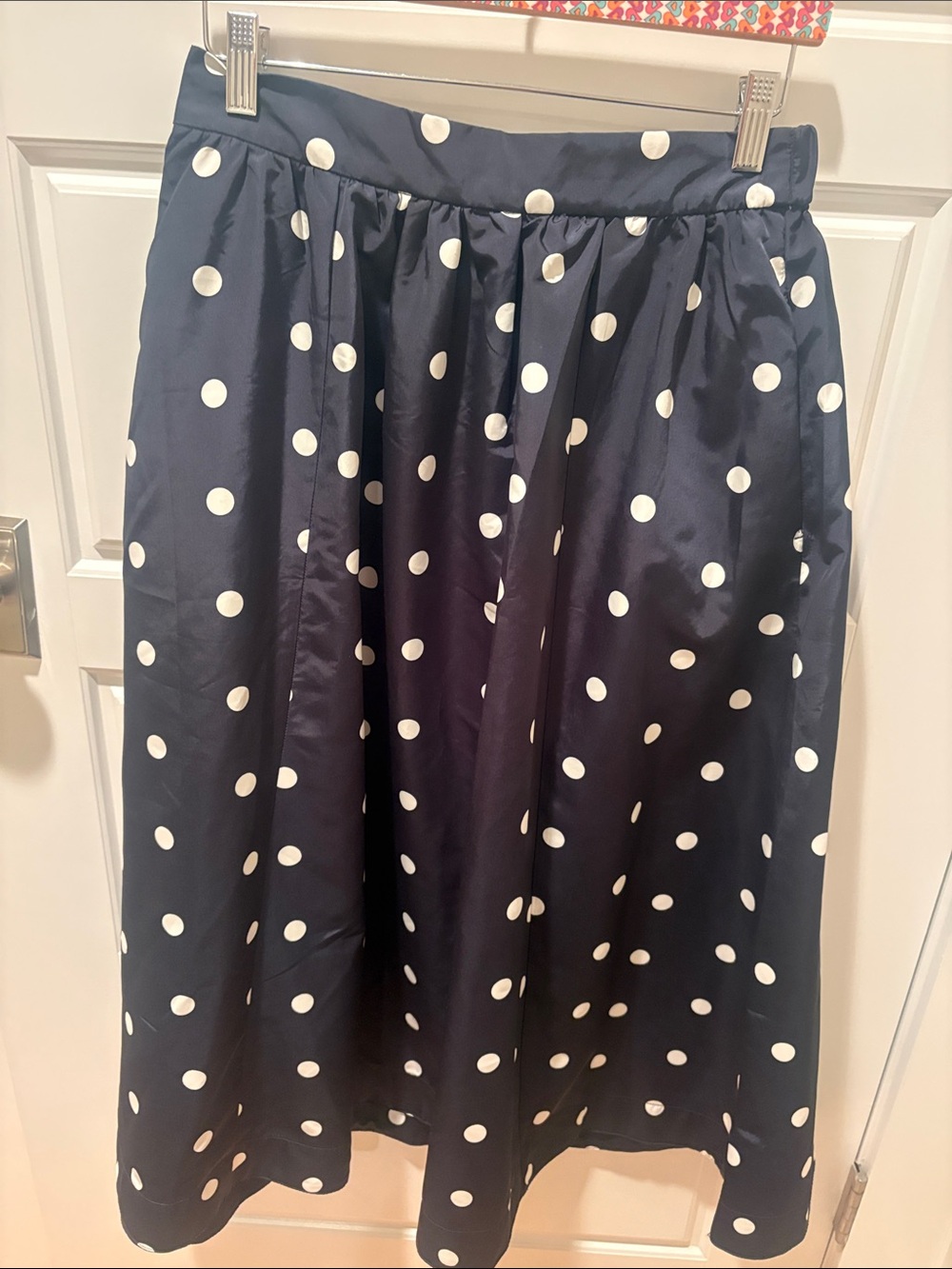 NWT The Occasion by Old Navy Blue & White Polka Dot Taffeta Maxi Skirt MP - Picture 8 of 9